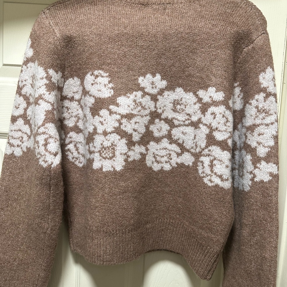 Floral Patterned Brown Sweater - Picture 2 of 6